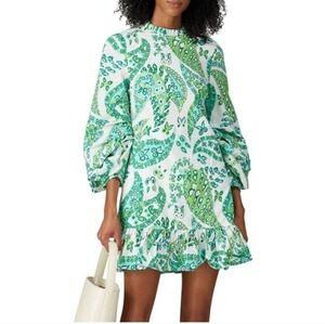 STAUD Green Paisley Printed Dress- NWT